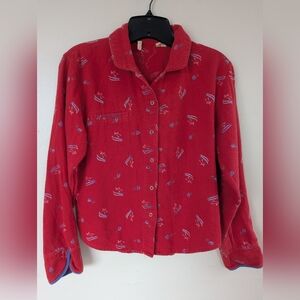 VINTAGE American Eagle Ski Holiday Winter Flannel, Red (SIZE SMALL)